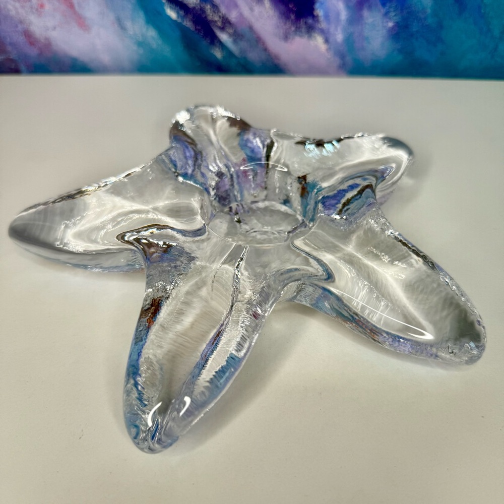 Simon Pearce Glass Starfish Sea Star Votive Tea Light Candle Holder Beachy Decor